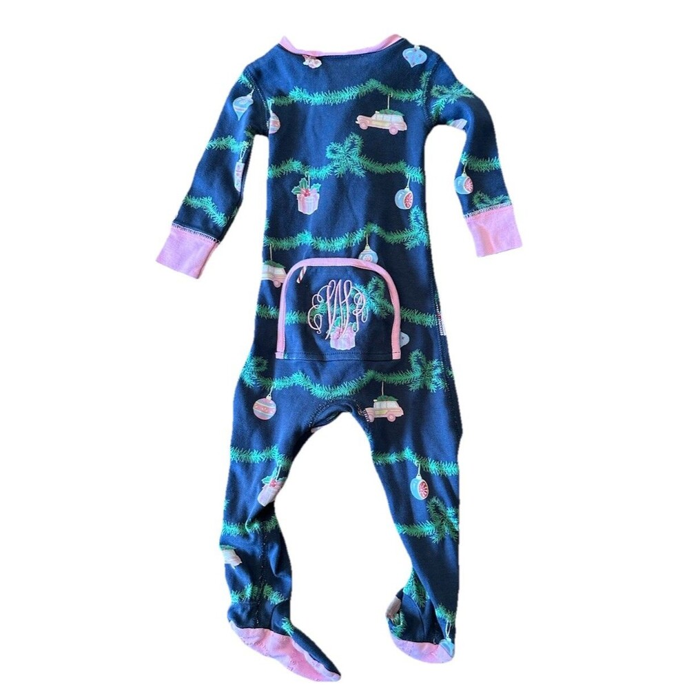 ERW Monogram Beaufort Bonnet Company Size 12-18 Months Christmas Footie Pajama